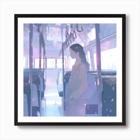 Anime Girl On A Train 1 Art Print