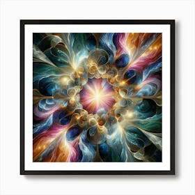 Mysterious marble light radiating fractal vortex: multicolored marble 3 Art Print