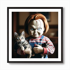 Chucky with a kitty Art Print