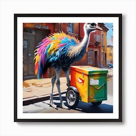 Ostrich With Mail Box Art Print