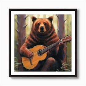 Bear Playing Guitar 6 Art Print