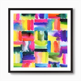 Abstract Watercolor Painting in Squares Art Print