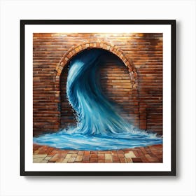 Water Rushing Through A Brick Wall Art Print