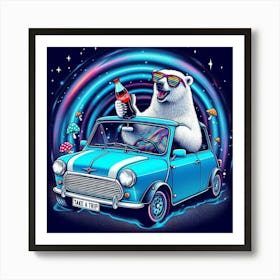 Polar Bear In A Car 2 Art Print