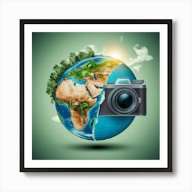 Earth With Camera Art Print