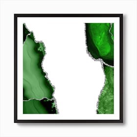 Green & Silver Agate Texture 15 Art Print