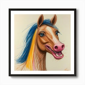 Horse With Colorful Hair Art Print