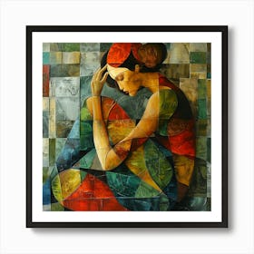Woman In A Red Dress - colorful cubism, cubism, cubist art,    abstract art, abstract painting  city wall art, colorful wall art, home decor, minimal art, modern wall art, wall art, wall decoration, wall print colourful wall art, decor wall art, digital art, digital art download, interior wall art, downloadable art, eclectic wall, fantasy wall art, home decoration, home decor wall, printable art, printable wall art, wall art prints, artistic expression, contemporary, modern art print, Art Print