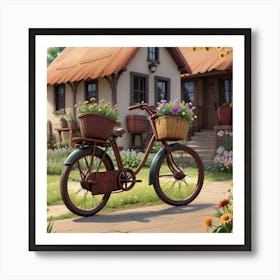 Bicycle In Front Of A House Art Print
