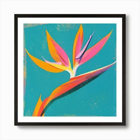 Bird Of Paradise 2 Square Flower Illustration Art Print