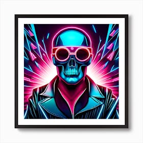 Neon Skull 2 Art Print