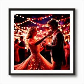 Couple Dancing At Night Art Print