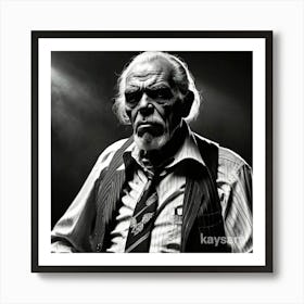 Black And White Portrait Of An Old Man Art Print