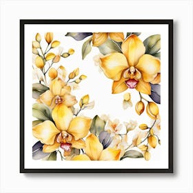 Pattern with Yellow Orchid flowers 1 Art Print