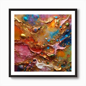 Opulent Symphony: A Kaleidoscope of Color in Oil and Water Abstract Masterpieces well art Art Print