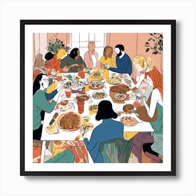 Friends for Dinner Art Print