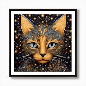 Cat With Starry Eyes Art Print