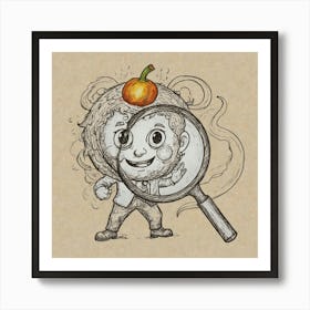 Pumpkin And A Magnifying Glass Art Print