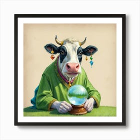 Cow With A Crystal Ball 3 Art Print