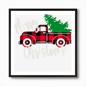 Trending Merry Christmas Buffalo Truck Tree Red Plaid Men Women Art Print