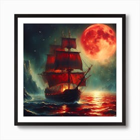 Full Moon Over The Sea Art Print