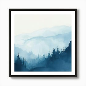 Editorial Art White Background Smoky Mountains 1 Art Print