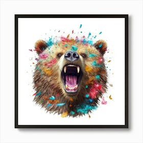 Bear With Colorful Splashes Art Print