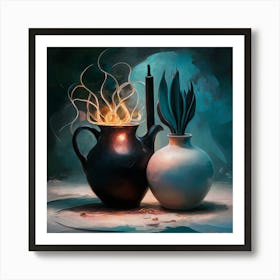 'Two Vases With Fire' Art Print