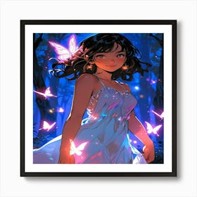 Fairy Girl In The Forest Art Print