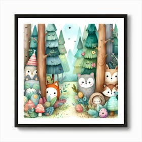 Woodland Animals Art Print