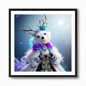 Santa Deer Art Print