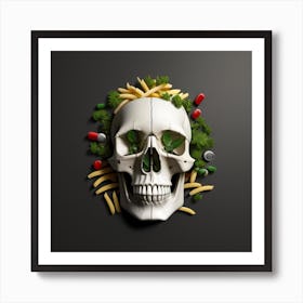 Skull Covered With Food And Vegetables Art Print