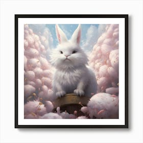 White Bunny In The Clouds Art Print