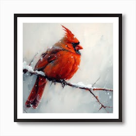 Cardinal In The Snow 8 Art Print