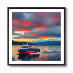 Sunset On A Boat 10 Art Print