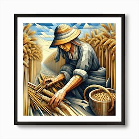 Woman Harvesting Wheat Poster