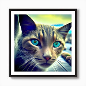 Un Joli Chat ; Yeux Blues; Art Print