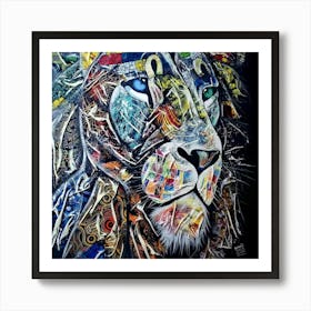 Fabric Lion portrait Art Print