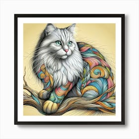 Feline Cat Creative Artwork Illustration 110 Art Print