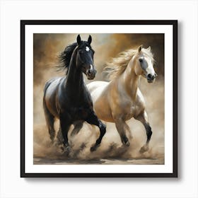 Two Horses Running Art Print