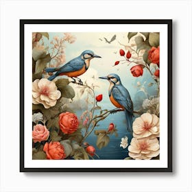 Birds In The Garden 1 Art Print