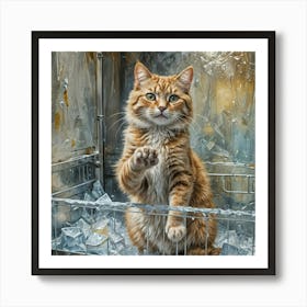 Cat In The Freezer Art Print