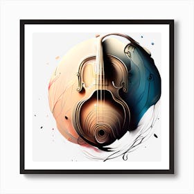 Violin On A Black Background Art Print