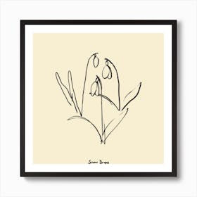 Into the Garden Snowdrops Ink Illustration Art Print