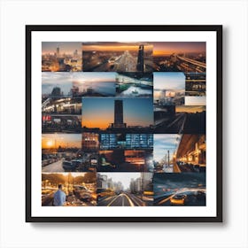 Cityscape At Dusk Art Print