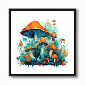 Mushrooms And Flowers 10 Art Print