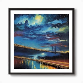 Brooklyn Bridge At Night Art Print