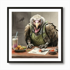 Vulture At The Table Art Print