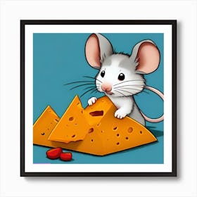 Pop Art Print | Mouse Next To Cheese Pyramid Art Print