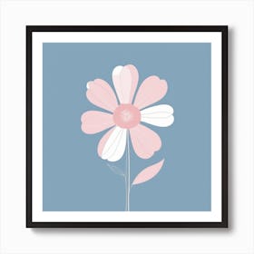 A White And Pink Flower In Minimalist Style Square Composition 178 Art Print